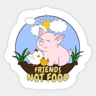 Go Vegan Cute Pig And Chicken 5 Sticker